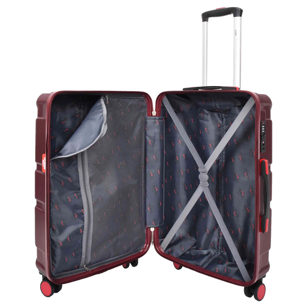 British Union Jack Hardside Spinner Suitcase 8 Wheels Hard Shell Travel Bag Burgundy medium-4