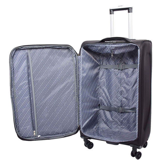 Expandable Four Wheel Soft Suitcase Luggage York Black 17