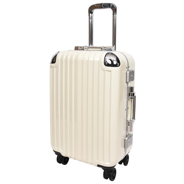 Premium Luggage Metal Frame Hard Side Spinner 8 Wheels TSA Latch PC Shell Suitcases Elite Beige small-1