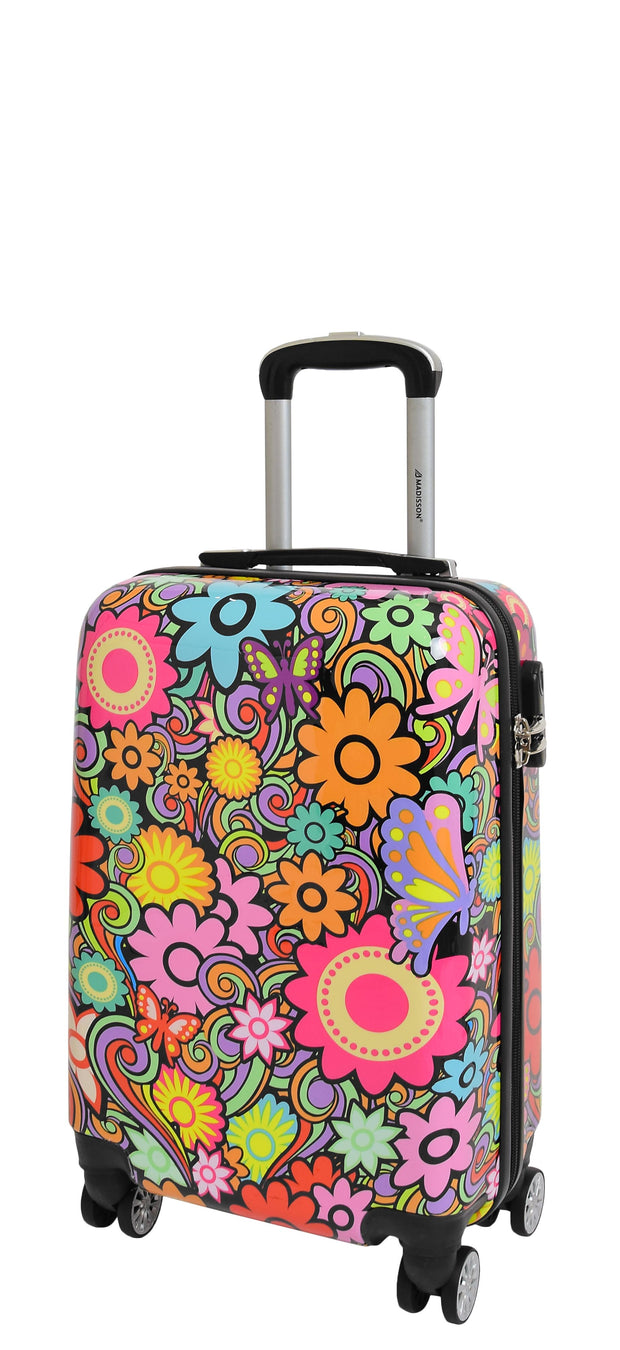 Cabin Size Suitcase Multicolour Flower Travel Bag 4 wheel Hand Luggage AA620