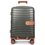 Hard Shell Suitcase with 4 Wheels Expandable Lightweight Travel Luggage with Brown Trim Digit Lock Jetpack Grey