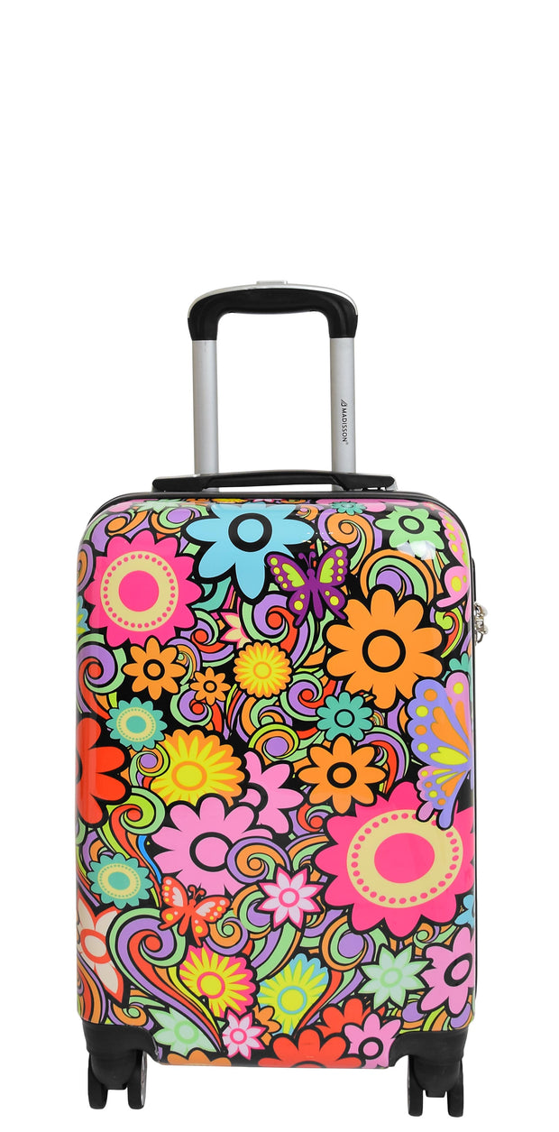 Cabin Size Suitcase Multicolour Flower Travel Bag 4 wheel Hand Luggage AA620