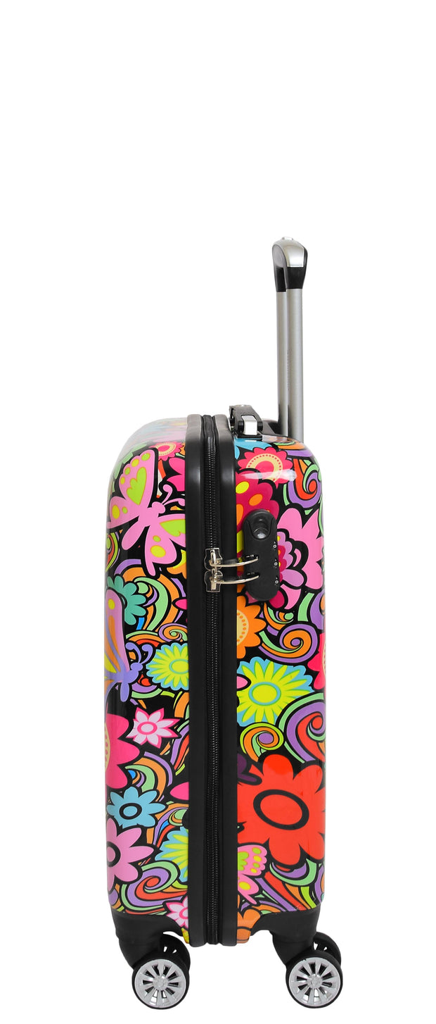 Cabin Size Suitcase Multicolour Flower Travel Bag 4 wheel Hand Luggage AA620