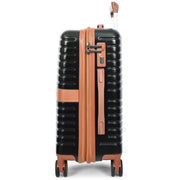 Hard Shell Suitcase with 4 Wheels Expandable Lightweight Travel Luggage with Brown Trim Digit Lock Jetpack Black