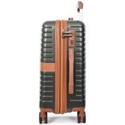 Hard Shell Suitcase with 4 Wheels Expandable Lightweight Travel Luggage with Brown Trim Digit Lock Jetpack Grey