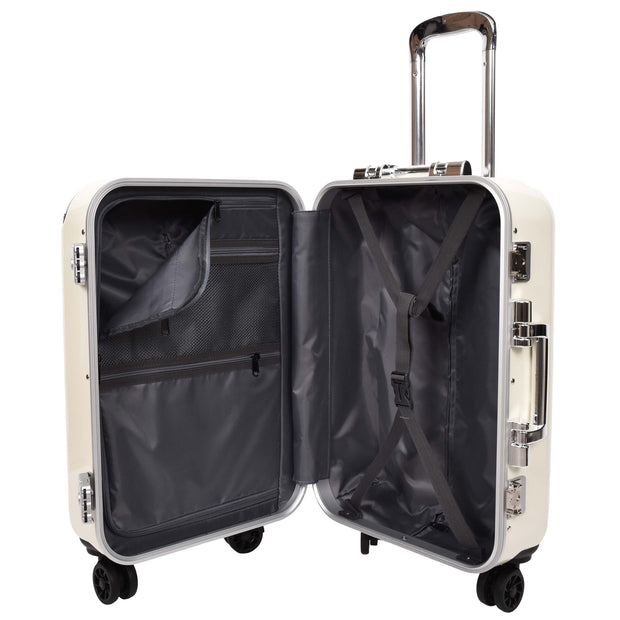 Premium Luggage Metal Frame Hard Side Spinner 8 Wheels TSA Latch PC Shell Suitcases Elite Beige small-2