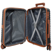 Hard Shell Suitcase with 4 Wheels Expandable Lightweight Travel Luggage with Brown Trim Digit Lock Jetpack Grey