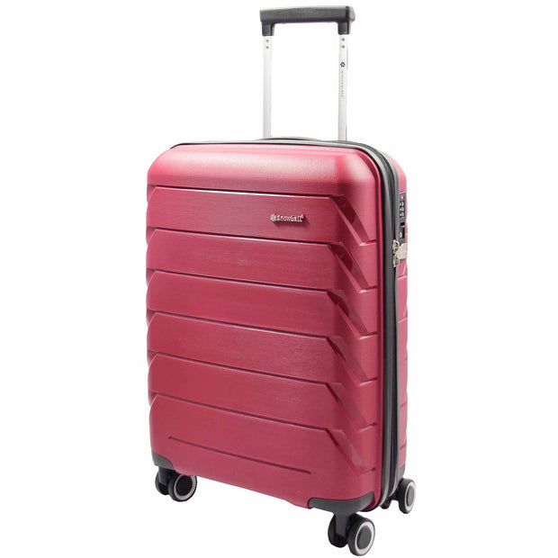 Strong 8 Wheel Hard Shell PP Luggage Expandable Suitcase Travel Bags Orion Burgundy