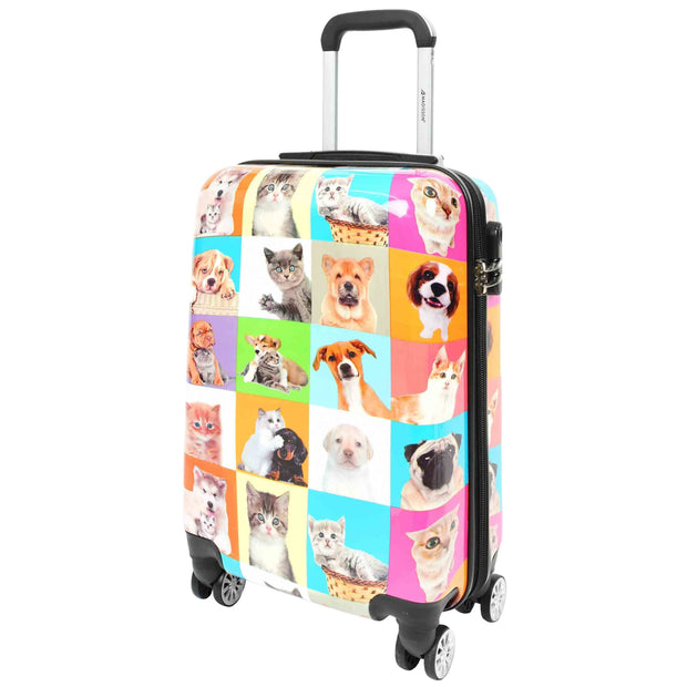 4 Wheel Luggage Hard PC Expandable Lightweight Suitcases Travel Bags Pet Animals Print