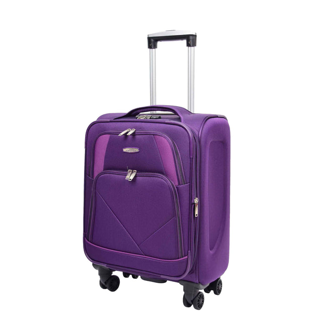Expandable Four Wheel Soft Suitcase Luggage York Purple 18