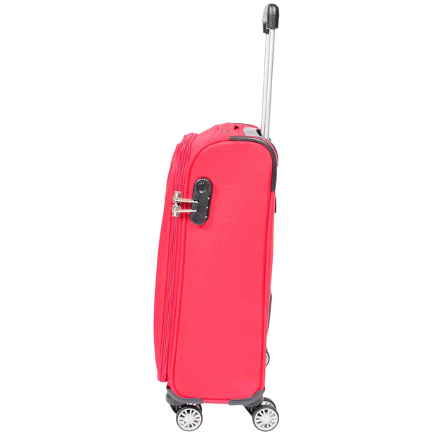 Lightweight 4 Wheel Luggage Expandable Soft Venus Red 13