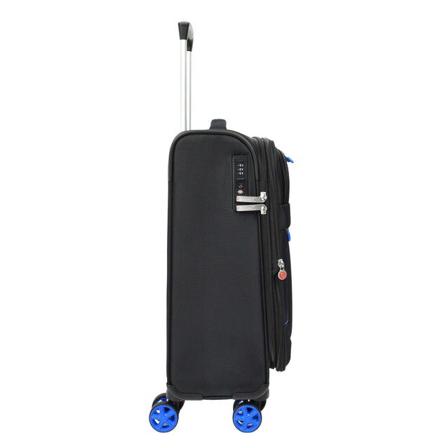 Dual 4 Wheel Soft Suitcases Lightweight Expandable Luggage TSA Lock Travel Bags Trivial Black