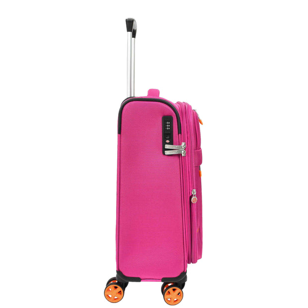 4 Wheel Soft Suitcases Lightweight Expandable Luggage TSA Lock Travel Bags Trivial Pink
