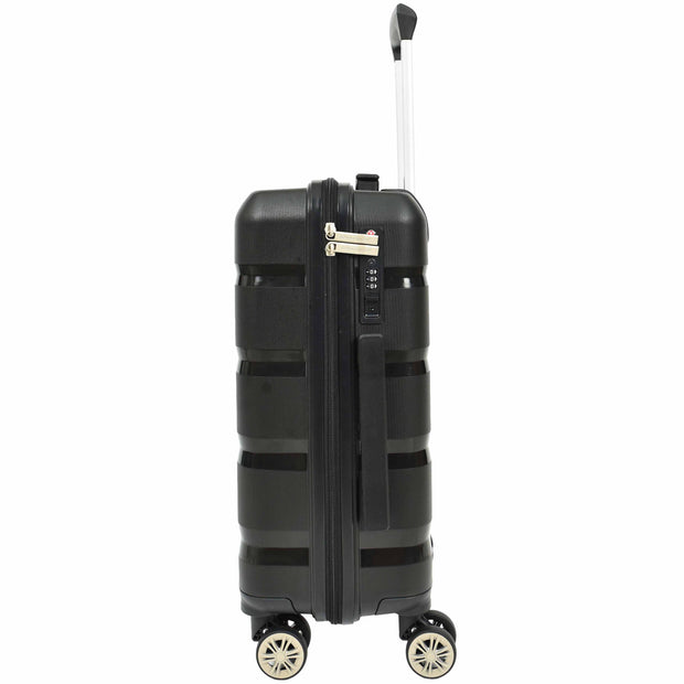Robust Expandable 8 Wheel PP Hard Shell Suitcases Travel Bags Trolley Luggage Pluto Black