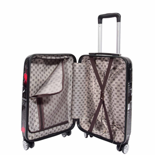 Dual 4 Wheel Luggage Hard Shell Music Print BELMORE 15