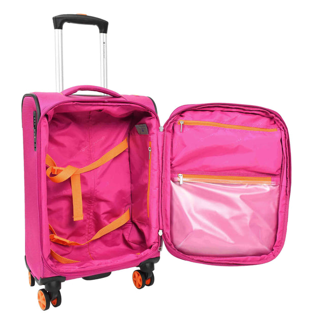 4 Wheel Soft Suitcases Lightweight Expandable Luggage TSA Lock Travel Bags Trivial Pink