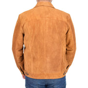Mens Classic Tan Suede Trucker Jacket Fitted Leatherwear Casual Outerwear Finn