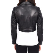 Womens Fitted Cropped Bustier Style Leather Jacket Amanda Black