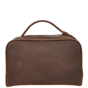 Real Leather Toiletry Bag Wash Bag Shaving Kit Cosmetics Pouch Zipper Travel Midnight AYD6 Rust Brown