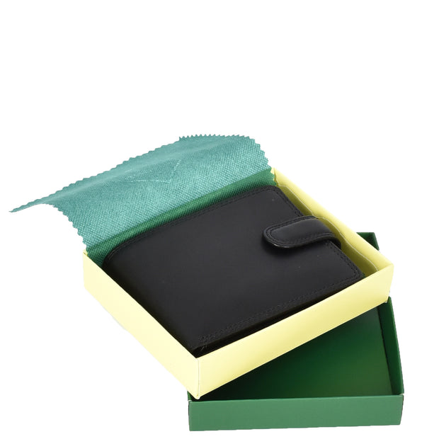 Genuine Leather Bifold Wallet, RFID-Blocking with Gift Box, Cards Coins Notes ID Photo Organisation Miles Black