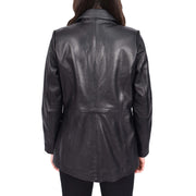 Womens Soft Black Leather Blazer Jacket Semi Fit Coat Leila