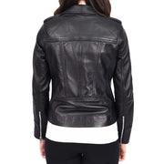 Womens Soft Black Leather Biker Jackets Tailored Fit Zip Fasten Briar