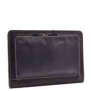 Black Leather Folio Bag A4 Document Underarm Portfolio Case - Stanford 2