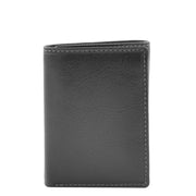 Mens Black Leather Trifold Wallet RFID Blocking ID Credit Cards Banknotes Boxed A60