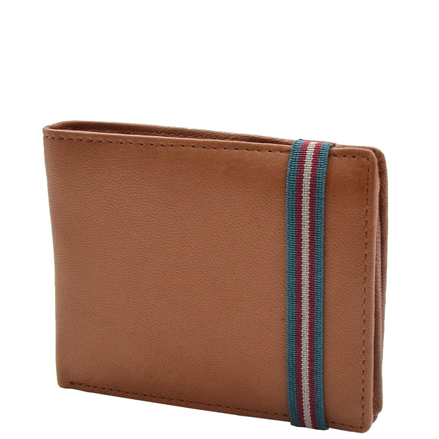 Mens Leather Wallet Tan Slim Bifold RFID Safe Credit Cards ID Notes Gift Boxed Louis Cognac