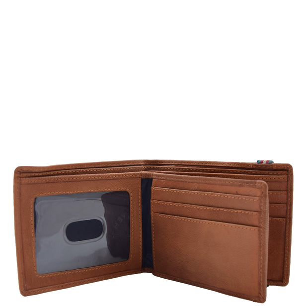 Mens Leather Wallet Tan Slim Bifold RFID Safe Credit Cards ID Notes Gift Boxed Louis Cognac
