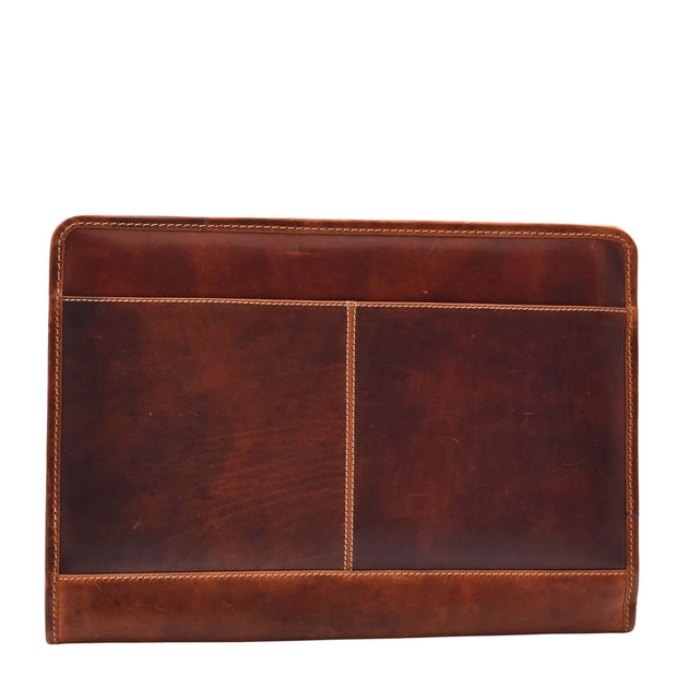 Brown Leather Folio Bag A4 Document Underarm Portfolio Case - Stanford 3