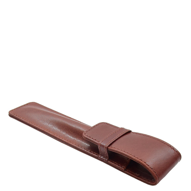 Genuine Leather Pen Cover Fountain Ball Pen Holder Case Quill Brown