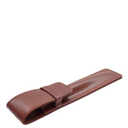 Genuine Leather Pen Cover Fountain Ball Pen Holder Case Quill Brown