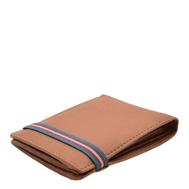 Mens Leather Wallet Tan Slim Bifold RFID Safe Credit Cards ID Notes Gift Boxed Louis Cognac