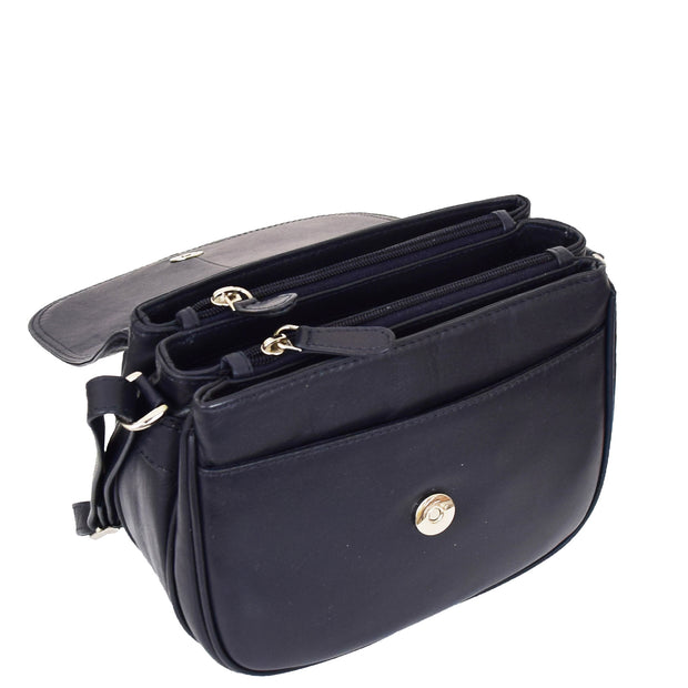 Womens Real Soft Leather Shoulder Bag Casual Cross Body Handbag Jazz Navy-5