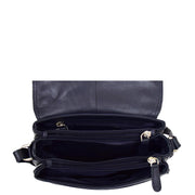 Womens Real Soft Leather Shoulder Bag Casual Cross Body Handbag Jazz Navy-6