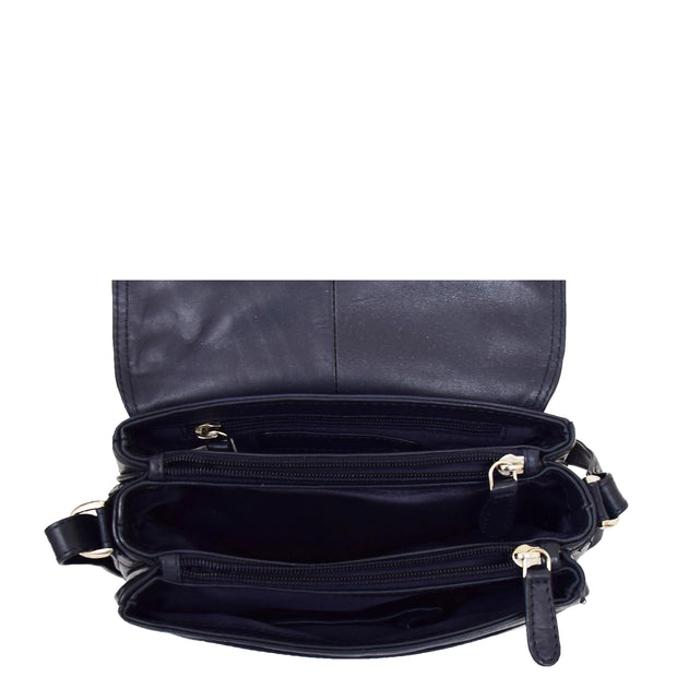 Womens Real Soft Leather Shoulder Bag Casual Cross Body Handbag Jazz Navy-6