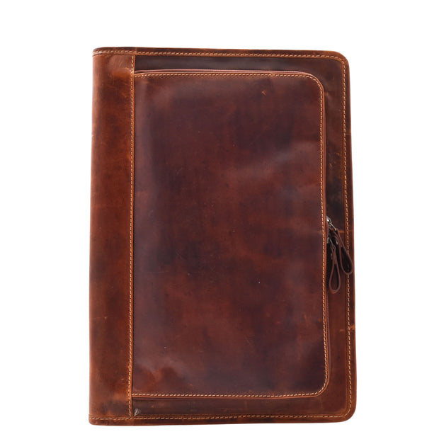 Brown Leather Folio Bag A4 Document Underarm Portfolio Case - Stanford 7