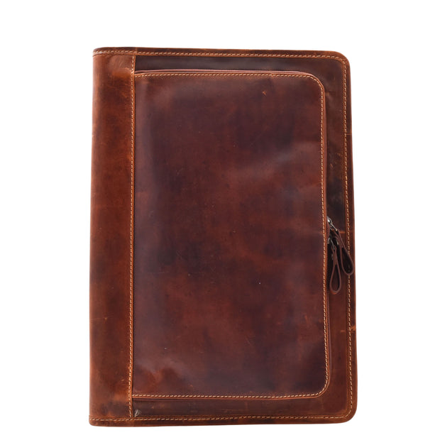 Brown Leather Folio Bag A4 Document Underarm Portfolio Case - Stanford 7