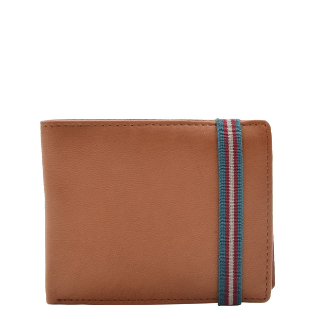 Mens Leather Wallet Tan Slim Bifold RFID Safe Credit Cards ID Notes Gift Boxed Louis Cognac