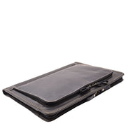 Black Leather Folio Bag A4 Document Underarm Portfolio Case - Stanford 7