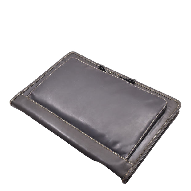 Black Leather Folio Bag A4 Document Underarm Portfolio Case - Stanford 8