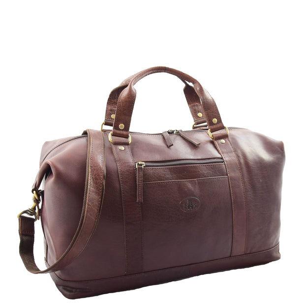 Genuine Leather Holdall Travel Duffle Weekend Cabin Size Bag York Brown