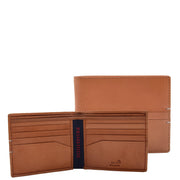Mens Leather Wallet Slim Bifold RFID Safe  Credit Card Notes Section Tom Cognac