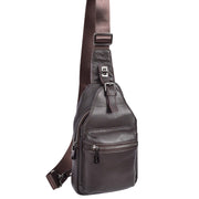 Trendy Leather Chest Pack For Men Casual Cross Body Travel Organiser Bag A095 Brown