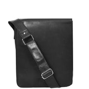 Mens Real Black Leather Tall Messenger Bag Flight Shoulder Organiser Mayer