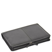 Zip Around Folio Leather Folder A4 Binder Organiser Underarm Bag A1 Black