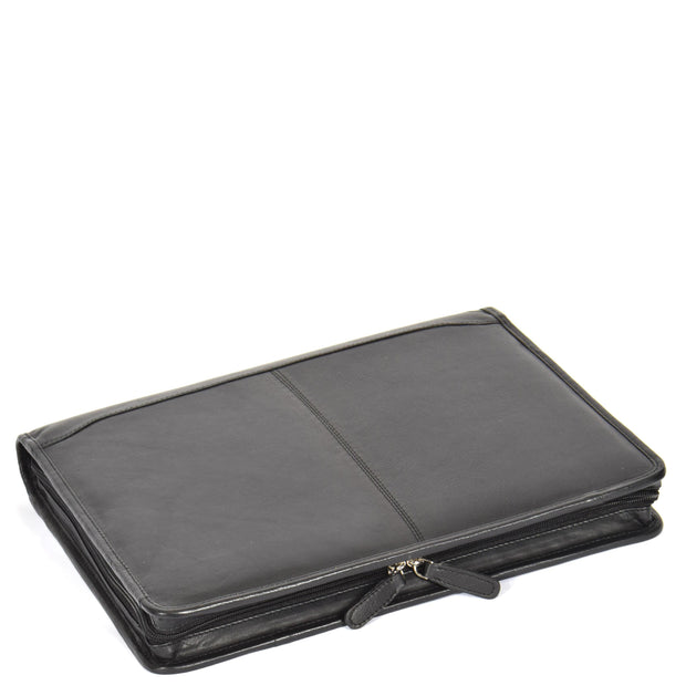 Zip Around Folio Leather Folder A4 Binder Organiser Underarm Bag A1 Black