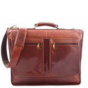 Genuine Luxury Leather Suit Garment Dress Carrier Travel Bag A112 Chestnut