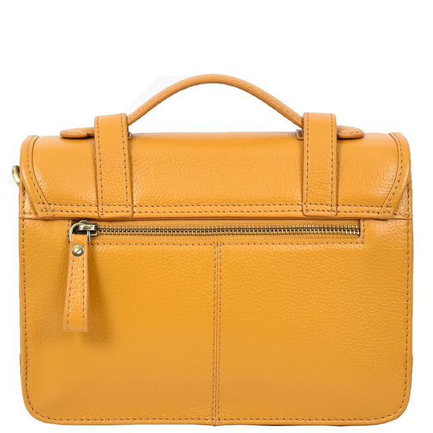 Woman's Leather Crossbody Satchel Handbag, Top Handle Purse with Gold Hardware Fallon